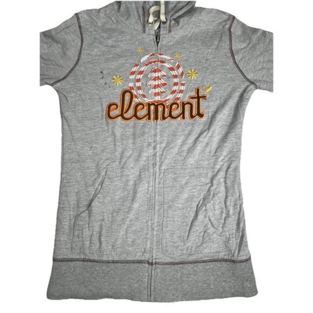 Vintage Element Skate Brand Logo Full Zip Hoodie Sweatshirt Gray Women’s Sz Med